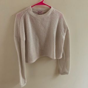 Fuzzy white crop top